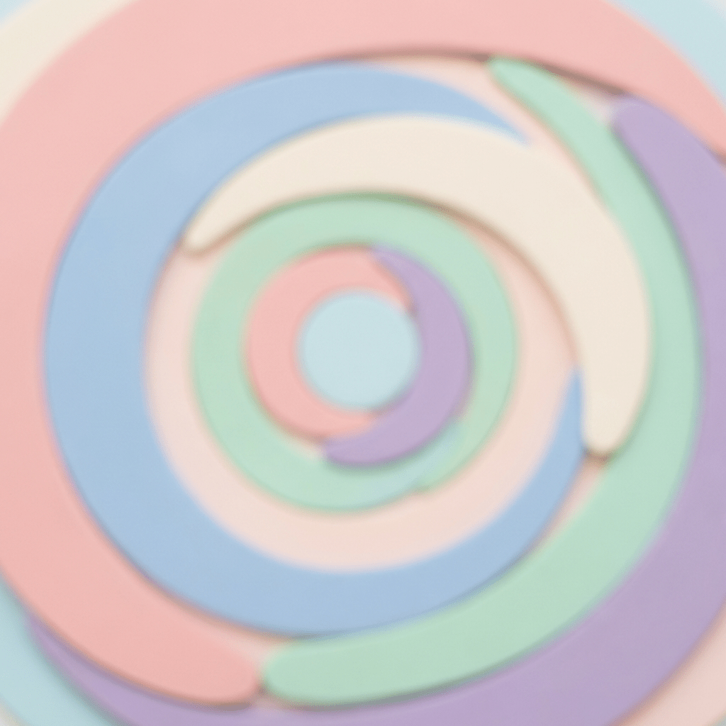 Blurred concentric swirls in pastel pink, blue, green, and lavender.